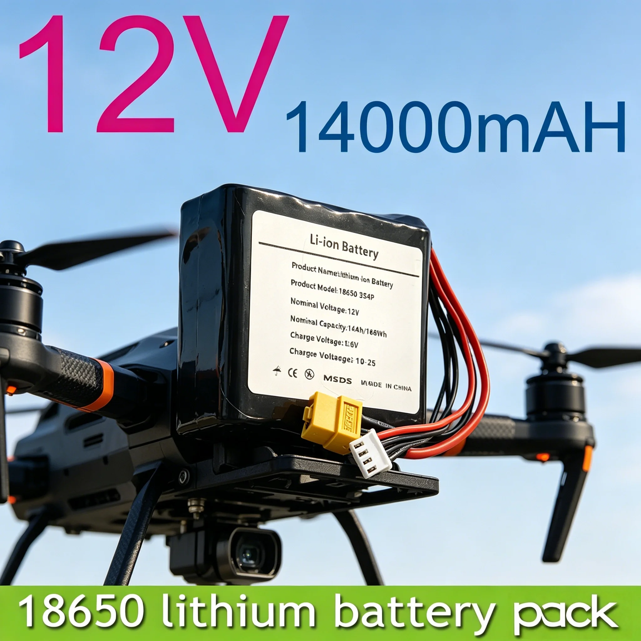 

Rechargeable Li-ion 3S4P Battery Pack 12V 14000mAh Battery Pack For Various RC Airplane Drone Quadrotor 18650