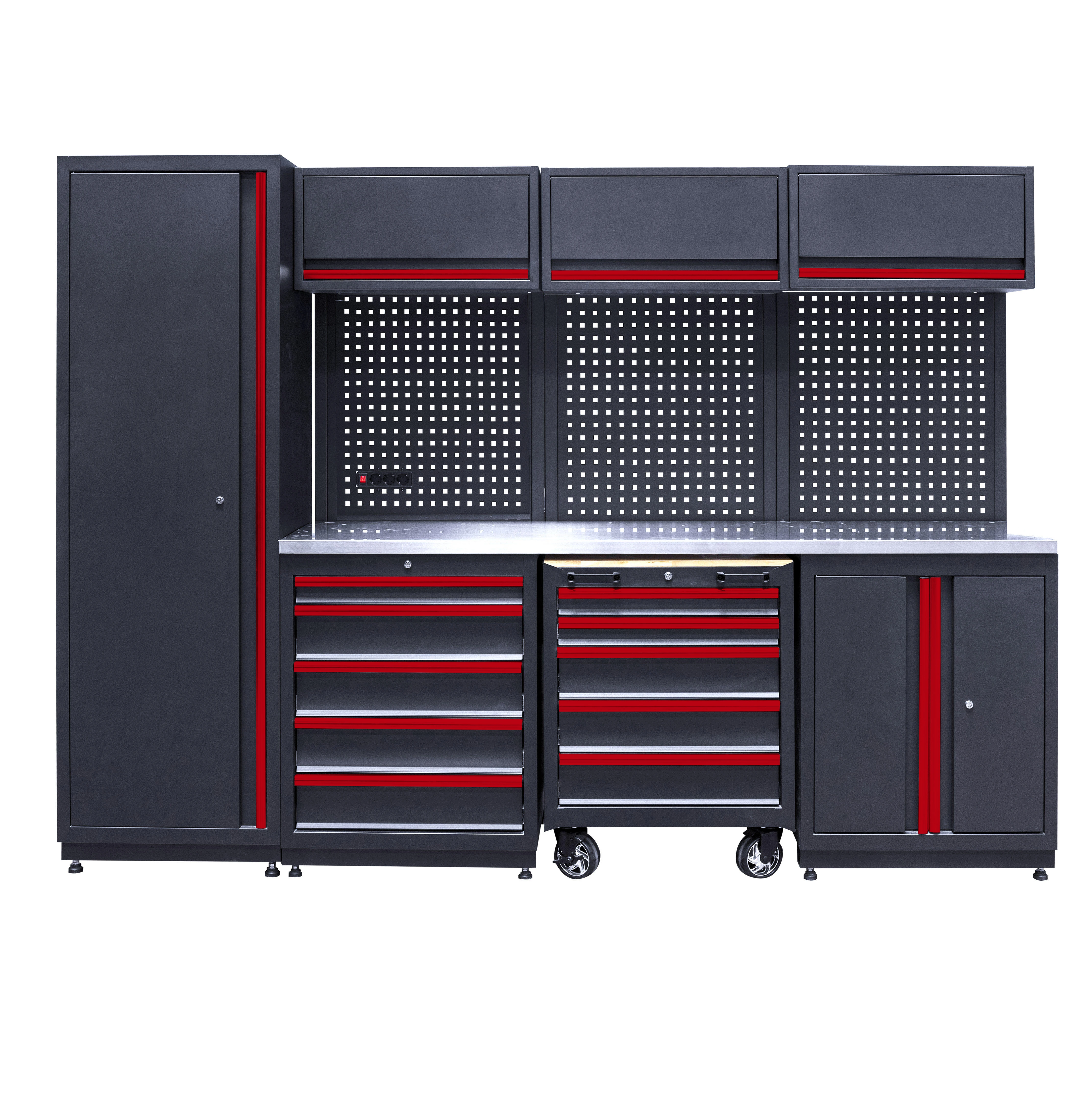 dn-Industrial Metal Garage Storage System with Wall Cabinets and Modular Workbench for Workshop and Warehouse Solutions!