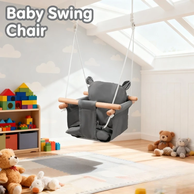 أرجوحة قماشية للأطفال إطار باب داخلي أرجوحة قماشية من القطن والكتان #1