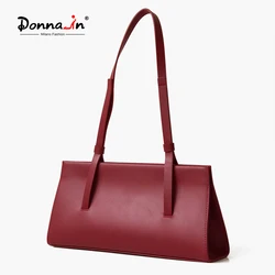 Donna-in French Fashion Women Shoulder Underarm Bag Split Leather Red Ladies Soft Handbag 2023 Autumn New