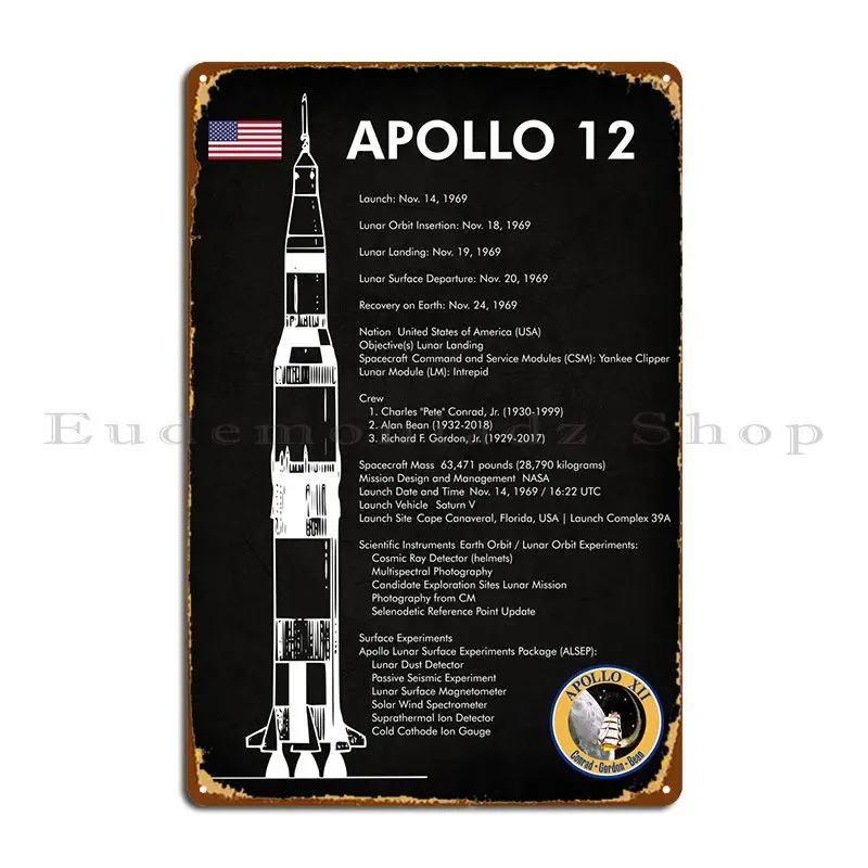 APOLLO 12 SPEC 12 Metal Sign Designing Garage Mural Living Room Mural Tin Sign Poster