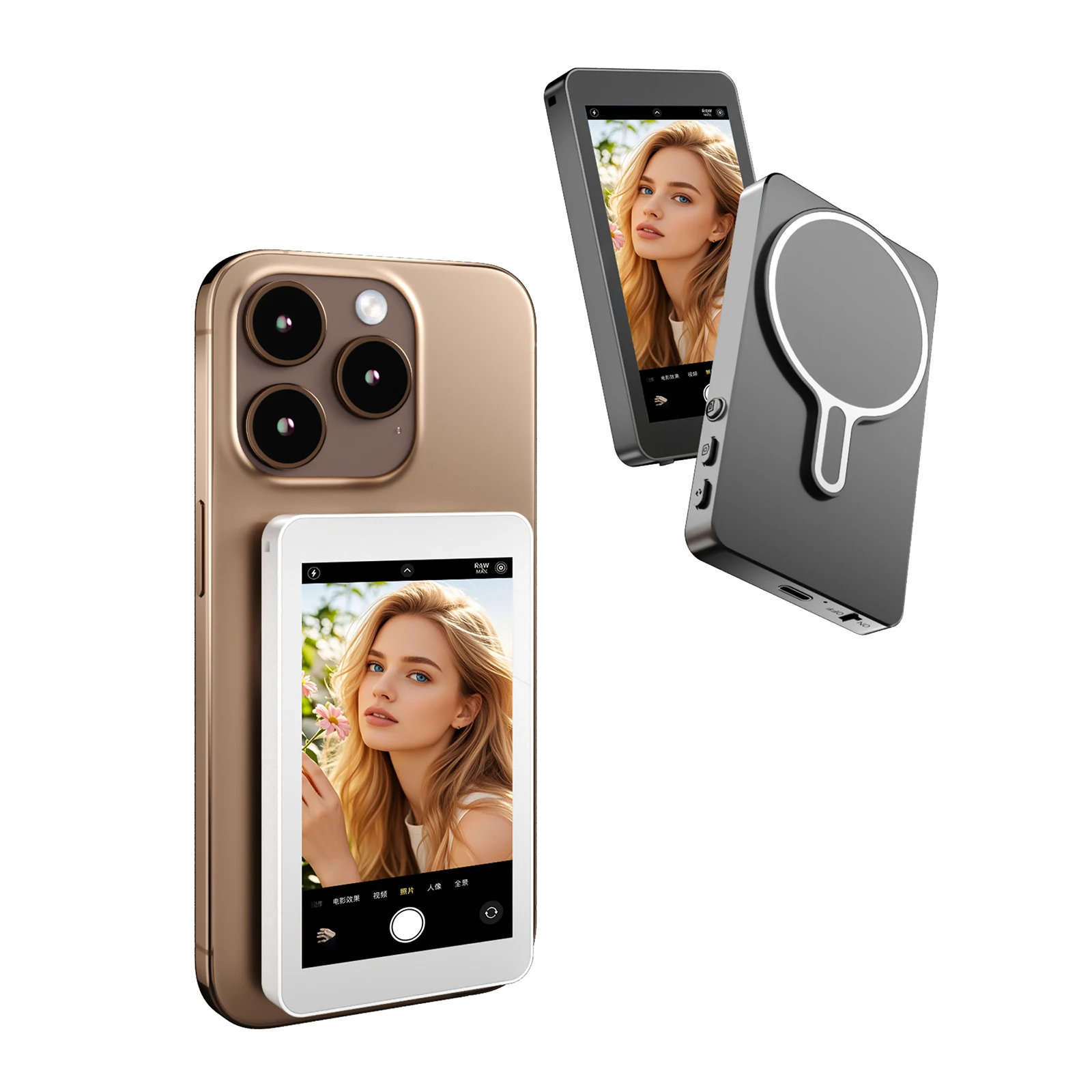 Magnetic Phone Vlog Selfie Monitor Screen Phone Vlog Selfie Screen Rear Camera Monitor Screen for Selfie Vlog Live Stream