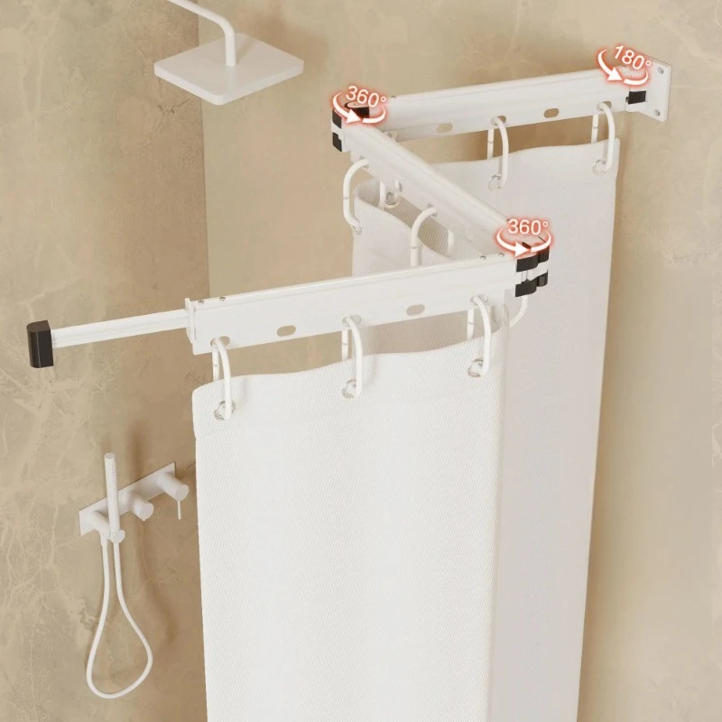 ‌Luxury Foldable Shower Curtain - No Drill Disappearing, Thermal Waterproof for Wet Dry Separation, Magnetic Anti-Leak - view 2