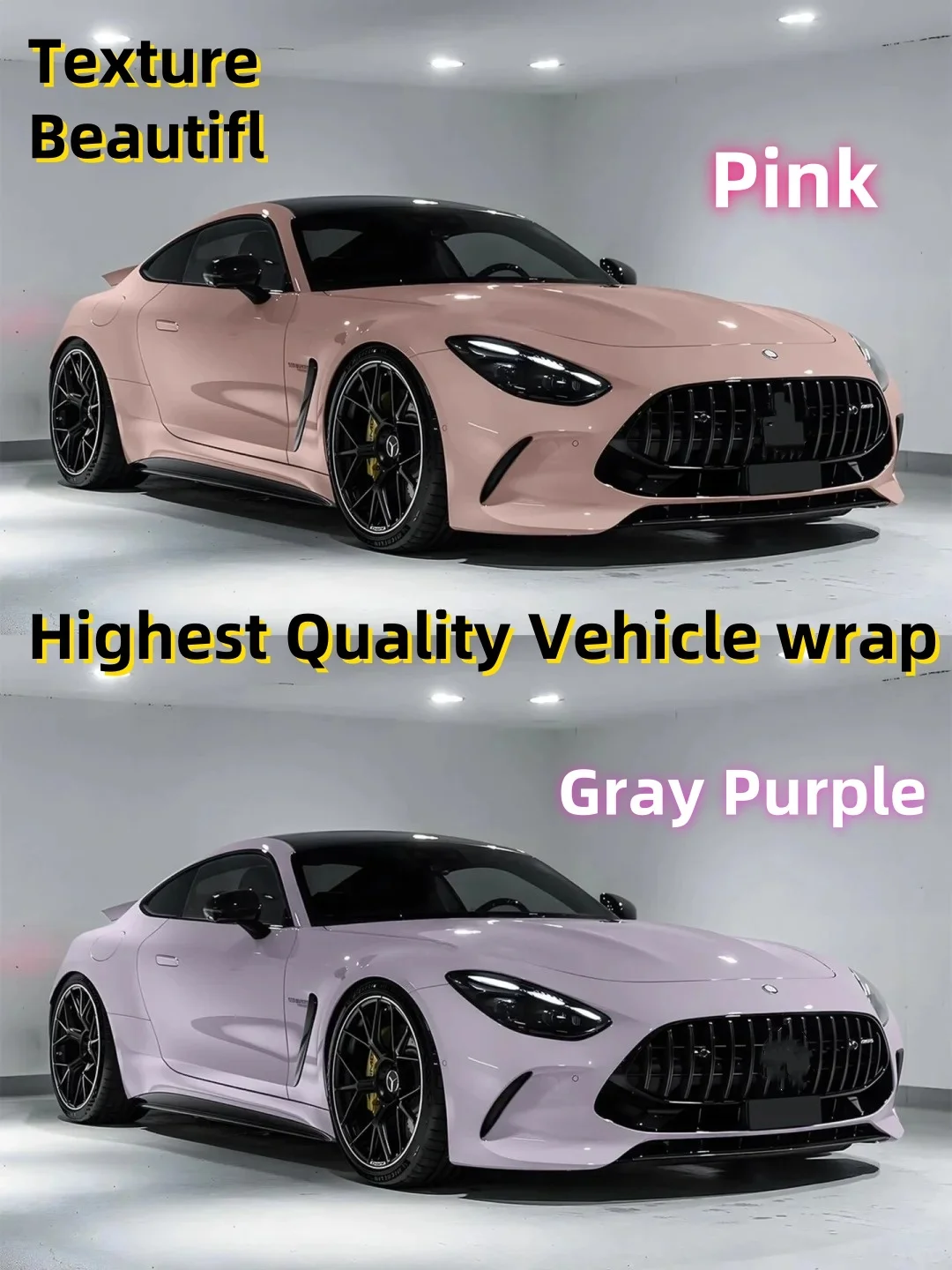 

Highest Quality Vehicle Wrap HD Pink Gray Purple PET Car Cover Stickers Covering Film Air Bubble Free Tesla Car decoration