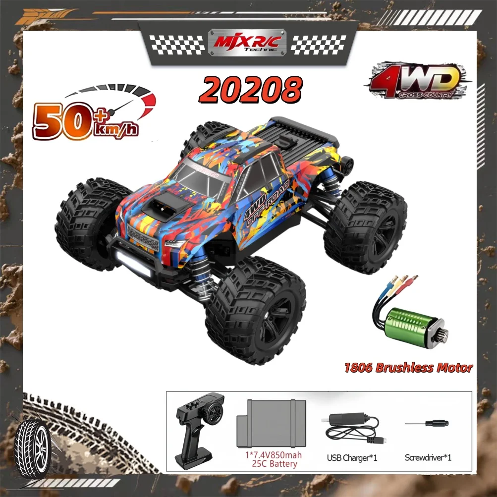 

MJX 20208 Радиоуправляемый автомобиль 1/20 Hyper Go 50 км/ч Высокоскоростной бесщеточный электрический RTR с дистанционным управлением Гусеничный 4WD Внедорожный грузовик Игрушки