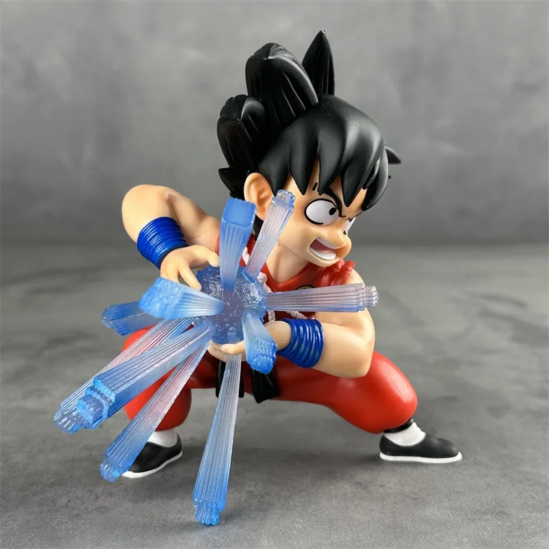 13cm Anime Dragon Ball Z Q Version Model Figure Childhood Goku Fighting Posture Desktop Ornament  Collection Toys Child Gifts