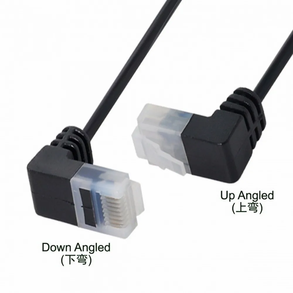 Ultra Slim Cat6 Ethernet Cable RJ45 Down to Up Angled 25cm UTP Network Cable Patch Cord 90 Degree Cat6a Lan