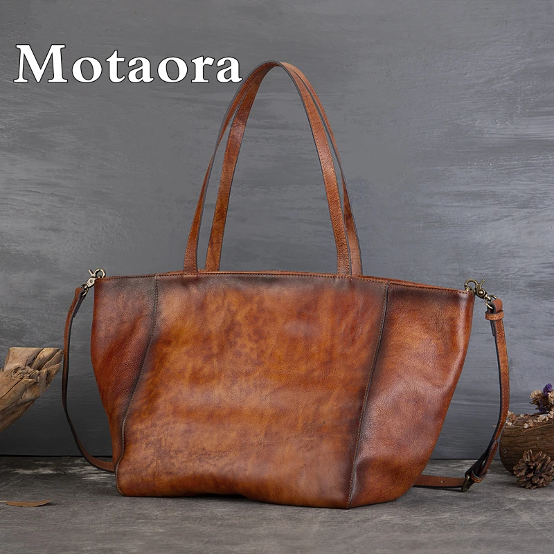 

MOTAORA New Cowhide Large Capacity Shoulder Bag For Women Genuine Leather Crossbody Tote Bags Luxury Casual Solid Handbag Purse