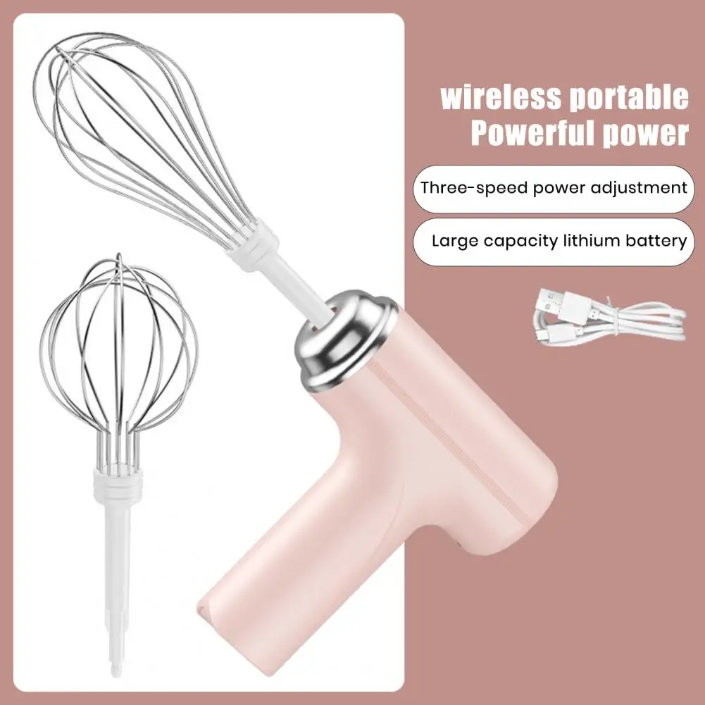 Electric Egg Beater Smooth Mixture Maker Portable Cordless Electric Hand Mixers with Interchangeable for Whisking for Easy