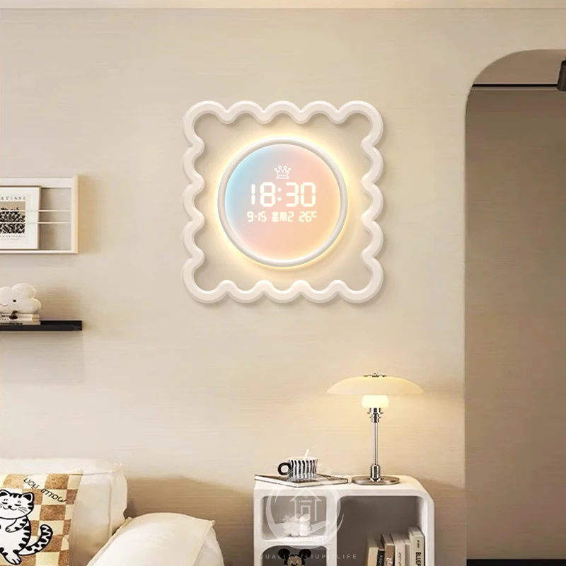 Electronic clock, living room decoration painting, dining room wall clock, dopamine clock hanging painting