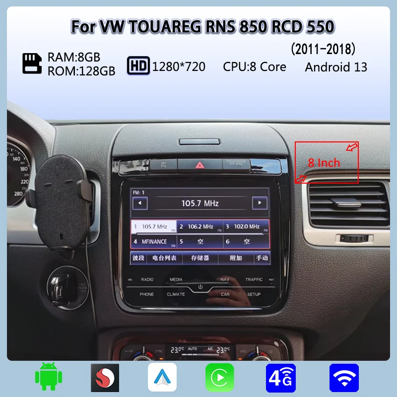 

Автомобильный мультимедийный плеер для VW Touareg RNS 850 RCD 550 2011-2018 Android 13, GPS-навигация, автомобильное радио, беспроводная стереосистема для carplay