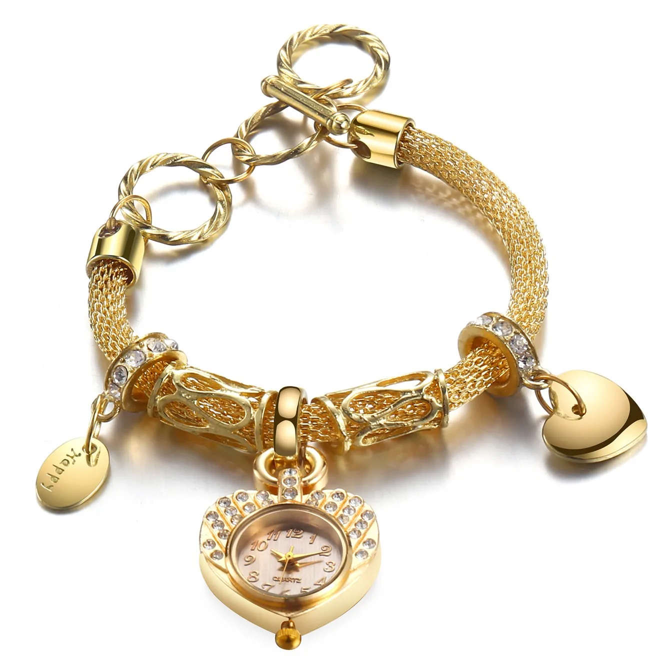 Luxury Rhinestone Heart Dial Women\'s Watch Fashion Ladies Bracelet Quartz Watches
