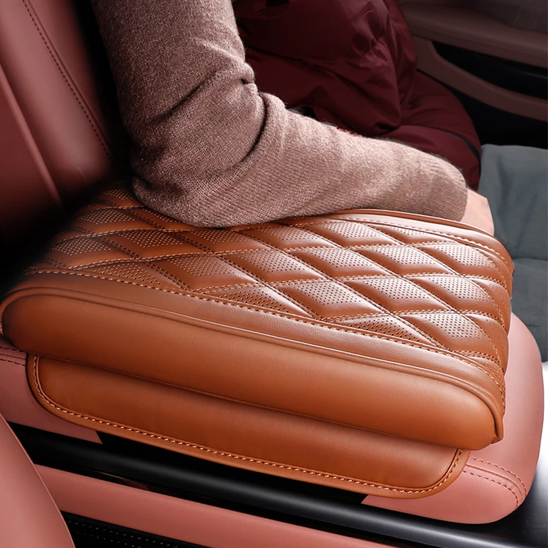 1pcs Universal Car Armrest Box Pad Premium Leather Center Console Armrest Cushion Armrest Pillow Pink Car Interior Accessories