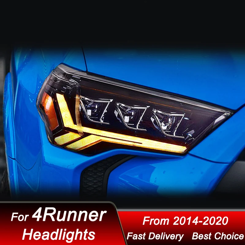 

Поп-стайлинг фар для Toyota 4runner 2014-2020, светодиодные фары в сборе, обновление, аксессуары для линз проектора с высокой настройкой