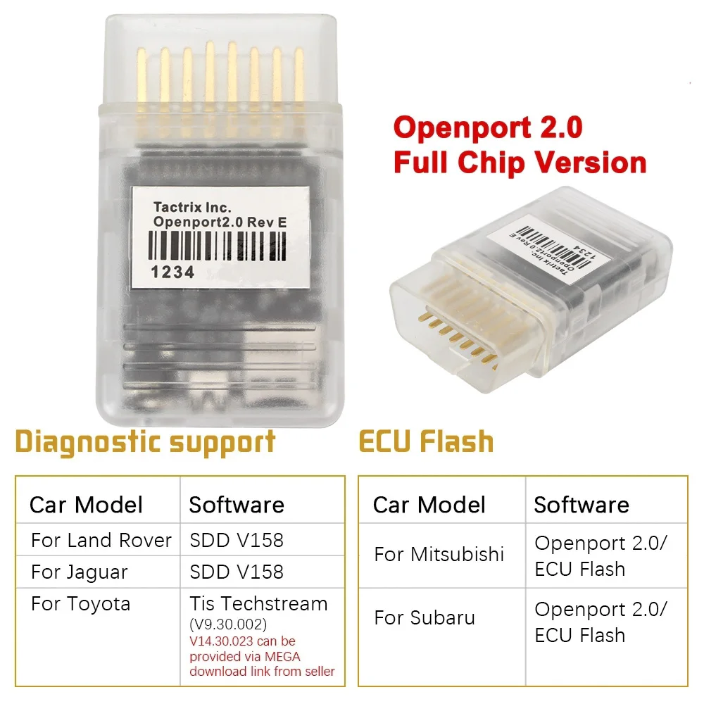 Openport 2.0 Scanner For Mitsubishi Lancer Outlander Subaru Toyota Chr Car OBD2 Diagnostic Tools Code Reader ECU FLASH Tactrix