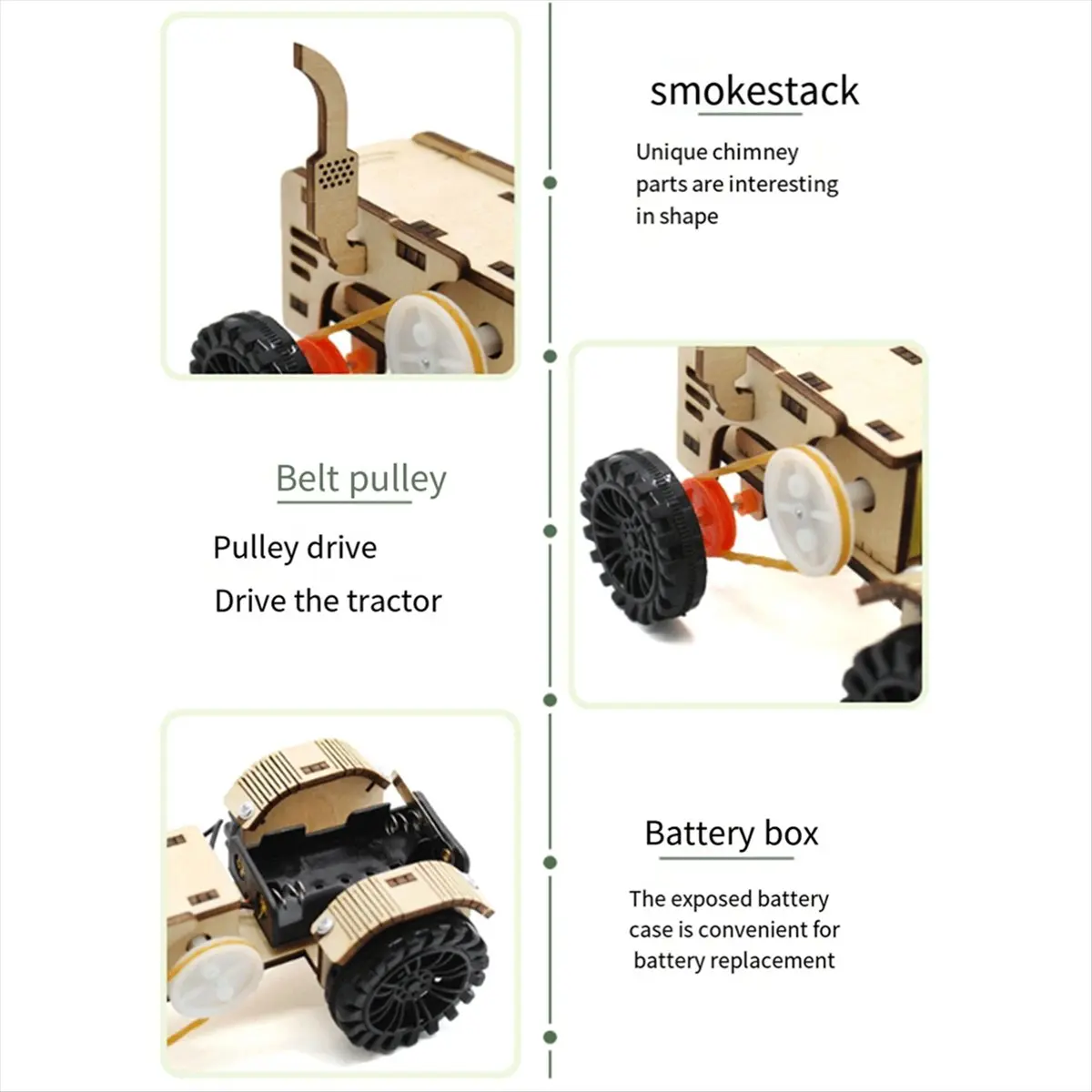 Compatible DIY Wooden Tractor Car DIY Model Teaching Learning Stem Project Kit for Kids School Science Education