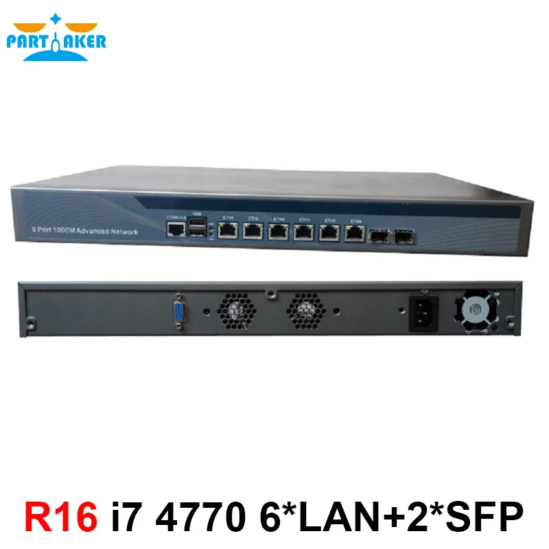 ไฟร์วอลล์ VPN 19 นิ้ว 1U Rackmount อุปกรณ์เครือข่าย Intel Z87 i7 4770 i5 4430 i3 4160 พร้อม 6 LAN 2 SFP 82599ES 10 Gigabit AES-NI