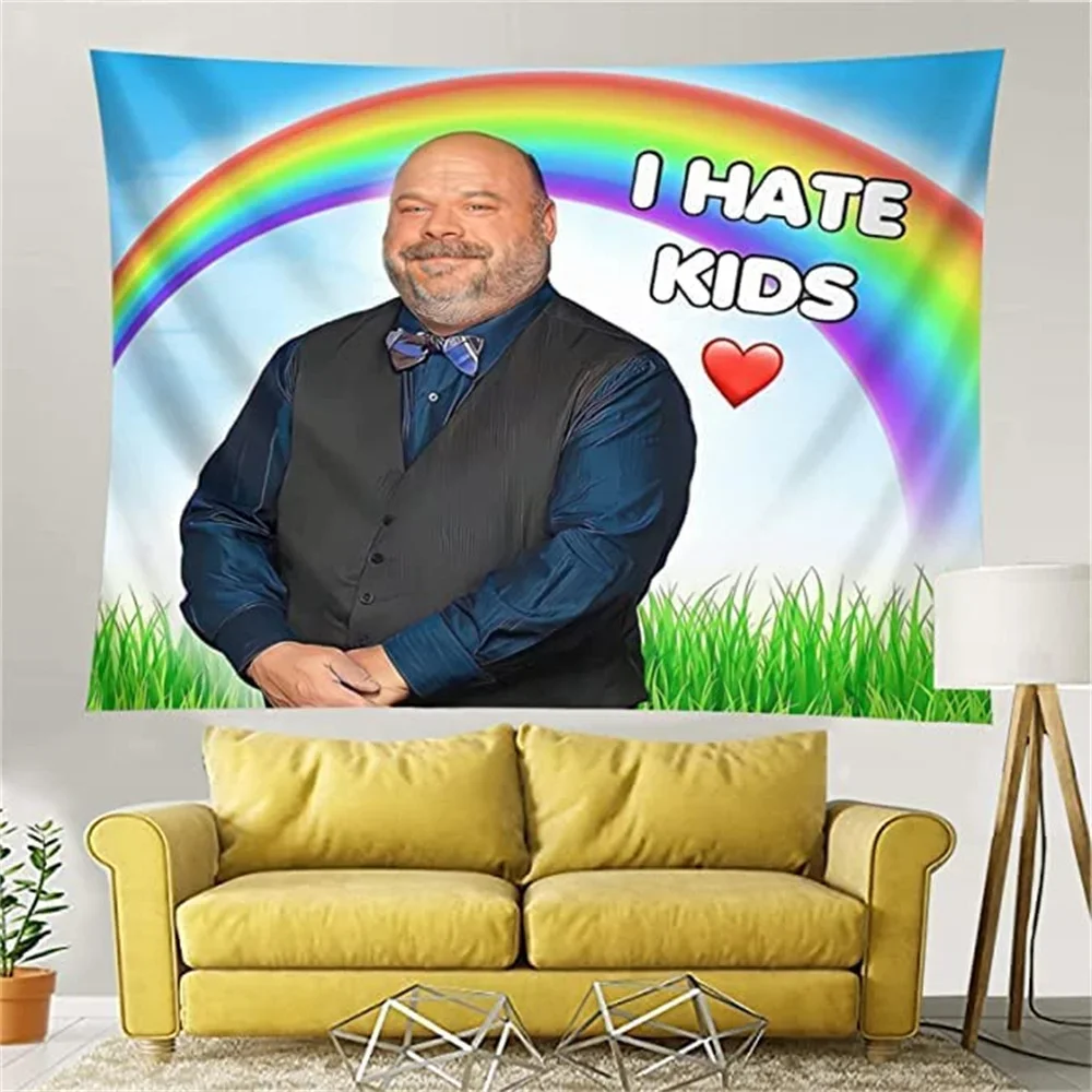 Bertram I Hate Kids Meme Tapestry Wall Hanging Backdrop Party Decorations Tapestry Aesthetic Y2k Tapestries Home Decoration