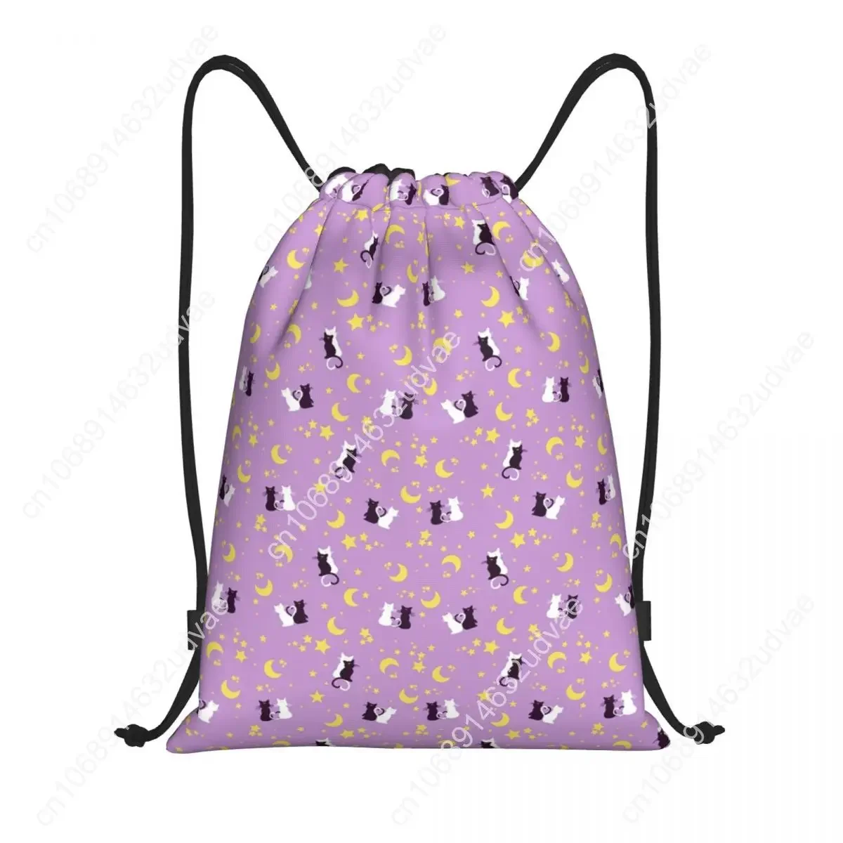 Moon Pattern Drawstring Backpack Gym Bag Men Women Japanese Shojo Shopping Bag