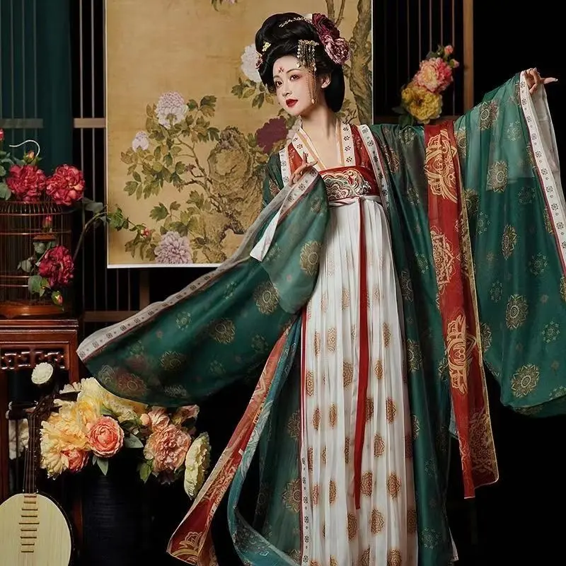 

Sheng Tang Princess Hanfu Women's Shirt With Big Sleeves Chinese Style Tang Dynasty Embroidery And Chest Skirt