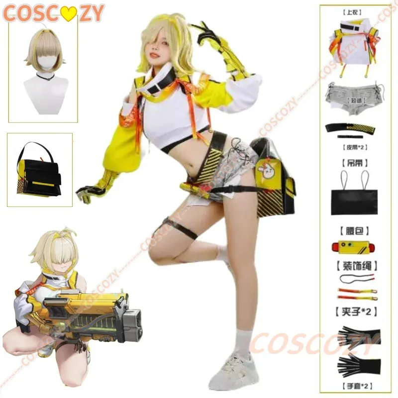

Customized Game Nikke Elegg Cosplay Costume Wig Halloween Adult Cosplay Custumes Roleplay Women's Outfit with Bag Accessories