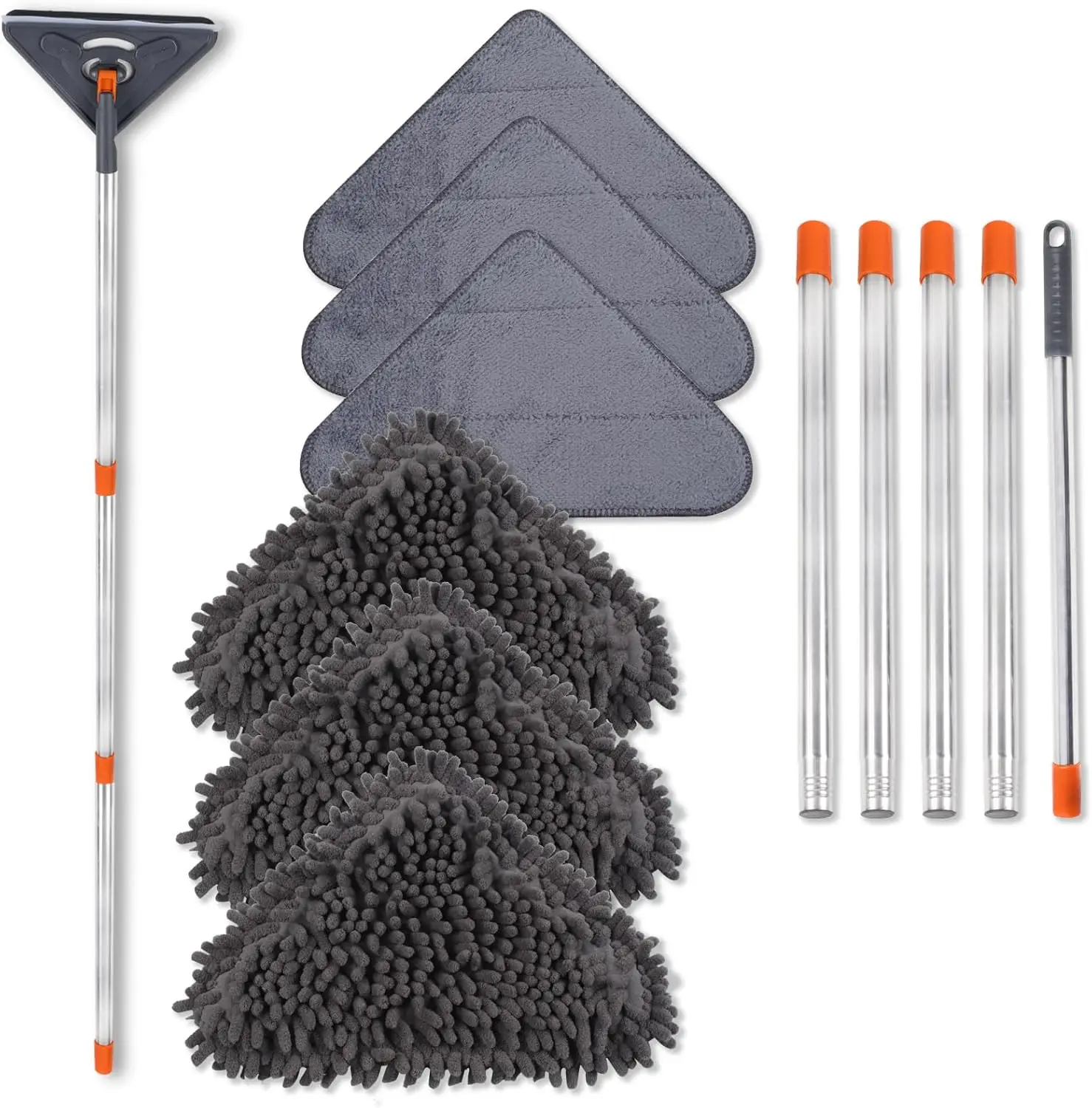 

79-Inch Adjustable Wall Cleaner Mop with 360° Swivel Head, 6 Reusable Pads for Ceiling, Dust, and Floors