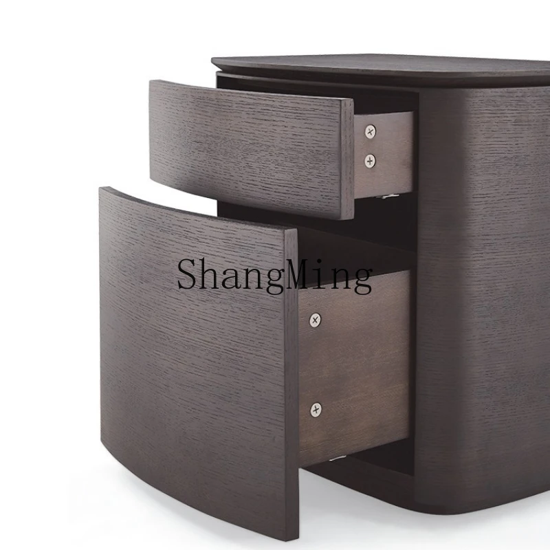 

ZYY minimalist bedside table modern minimalist bedroom light luxury solid wood double-layer storage side cabinet