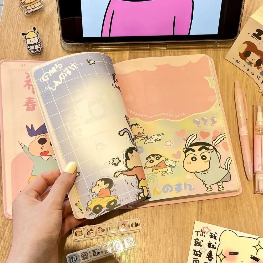 Kawaii Crayon Shin Chan A5 Geschilderd Binnenpagina Notebook Student Leuke Hoge Schoonheid Gedrukt Hand Getrokken Dagboek Meisje Geschenken Speelgoed