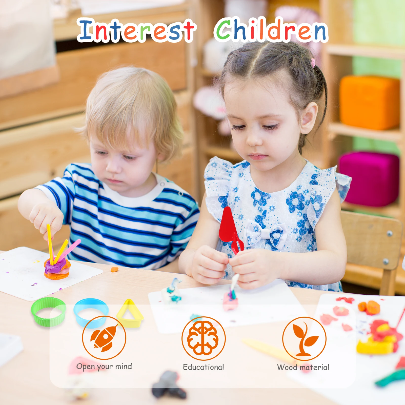 

18pcs Creative Animal Molds Clay Kit for Kids Bright Color DIY Plasticine Tool Preschool Toys Manual Noodle Making for Children