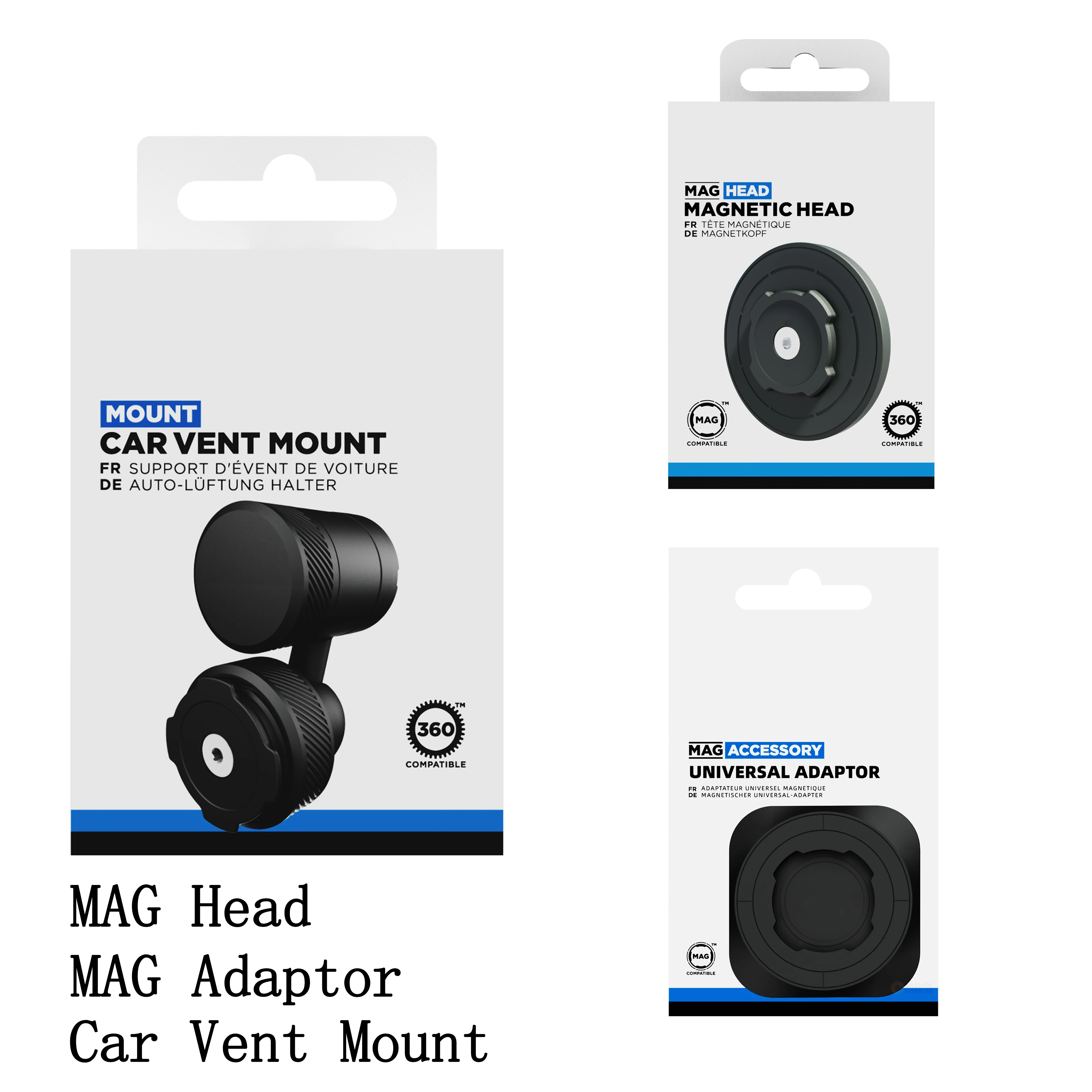 

Car Mobile Phone Mount 3-in-1 Set Car Vent Mount MAG Adaptor MAG Head