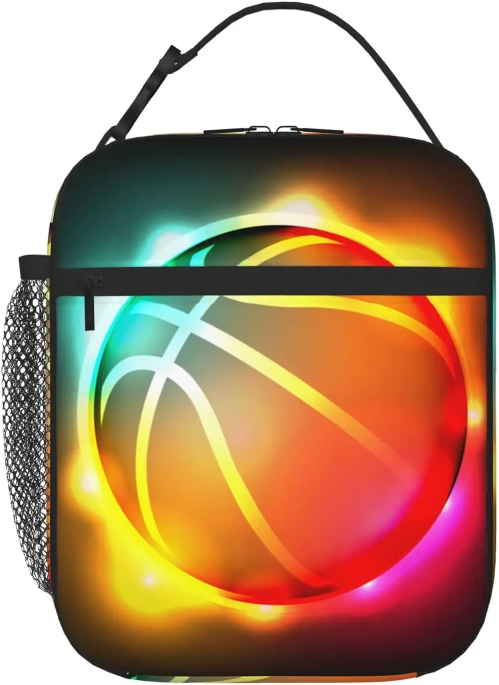 Cool Colorful Growing Fireball Lunch Box Basketball Lunch Bag Insulated Reusable Portable Lunch Tote Cooler Bag for Women Men