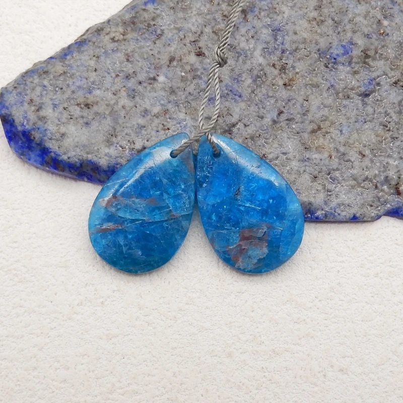 Boucles d'oreilles goutte d'eau en cristal bleu naturel ATen, perles pour bijoux exécutifs, boucle d'oreille bricolage à la mode, pierre semi-précieuse, 26x16x4mm, 6g