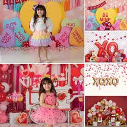 Children Birthday Photography Backdrop Red Rose Flower Love Heart Lights Wedding Bridal Shower Party Decor Background Banner