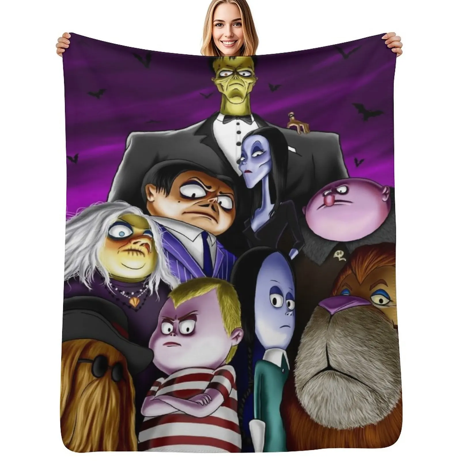 Addams Family Portrait Throw Blanket manga Quilt Flannels Nap Luxury Multi-Purpose Blankets