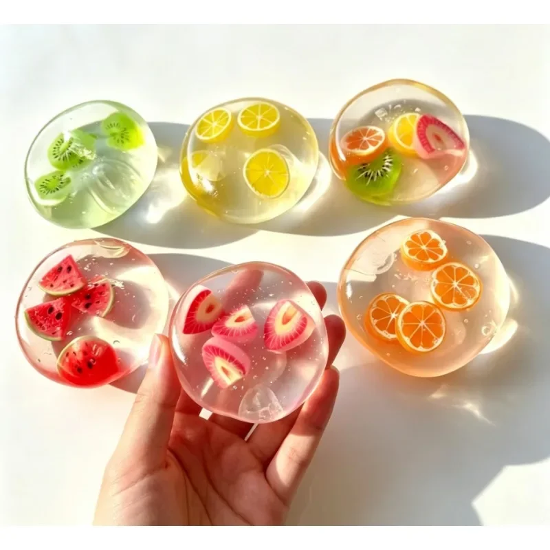 Moldable Fruit Jelly Squishy Toy Clear Coconut Oil Scented No Rebound Stress Relief Sensory Fidget Ball For Adults
