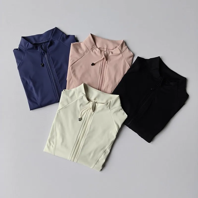 سترة تنحيف نسائية بقصة ضيقة، ياقة واقفة، سحاب، سترة رياضية لليوجا، بلوزة لياقة بدنية دافئة للجري، الخريف، الشتاء