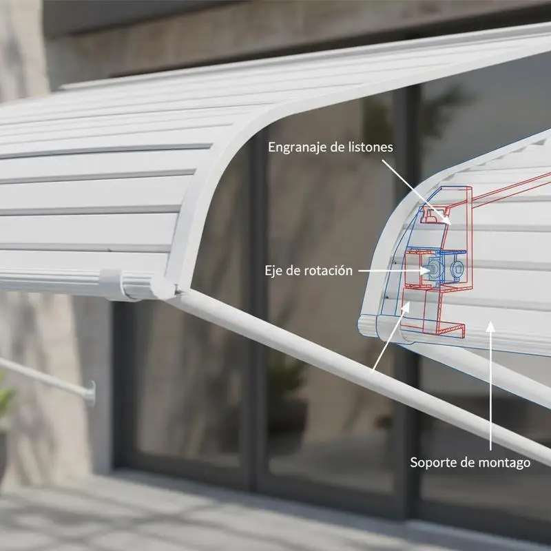 Window awning 152.4x106.6x51 cm, door canopy, lightweight & sturdy aluminum awnings for outdoor use, protection from rain, snow & sunlight for doors, entrances, windows, patios, verandas view 7