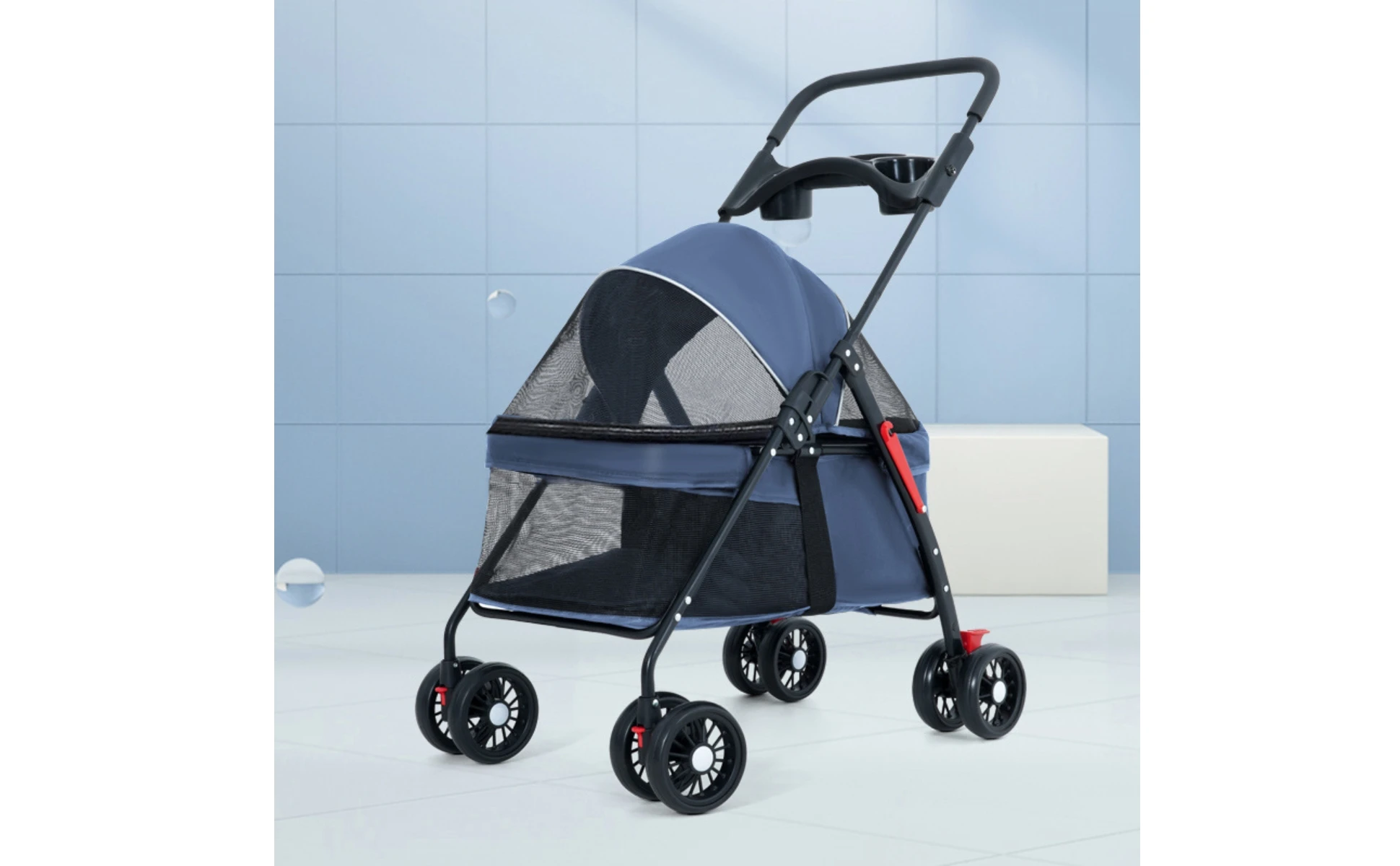 Foldable Pet Stroller Lightweight Feline and Dog Stroller Compact Ventilated for Cats, Outdoor Walking, Travel Foldable Pet Stroller Lightweight Feline and Dog Stroller Compact Ventilated for Cats, Outdoor Walking, Travel