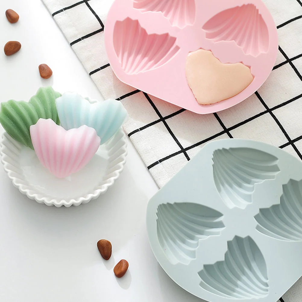 4 Pcs 사랑 금형 마들렌 쿠키 베이킹 사진을위한 실리콘 하트 금형 구슬 Madeline Medelin Silica Gel Pan Tin