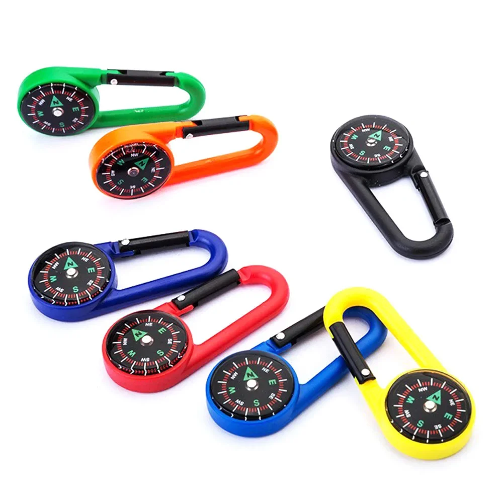 Outdoor Compass Carabiner Mini Camping Keychain Mountaineering Hiking Backpack Buckle with Compass Survival Children Gifts view 4