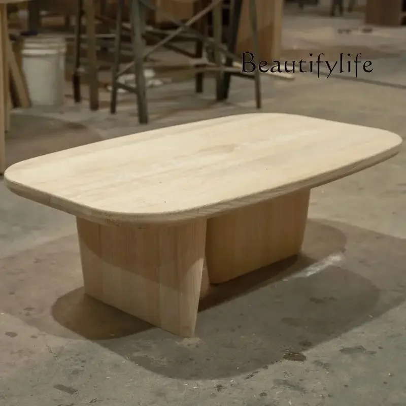 X Nordic Wabi-sandy Wind All-solid Wood Creative Coffee Table Small Apartment Living Room Ash Wood Tea Table Log Tea Table