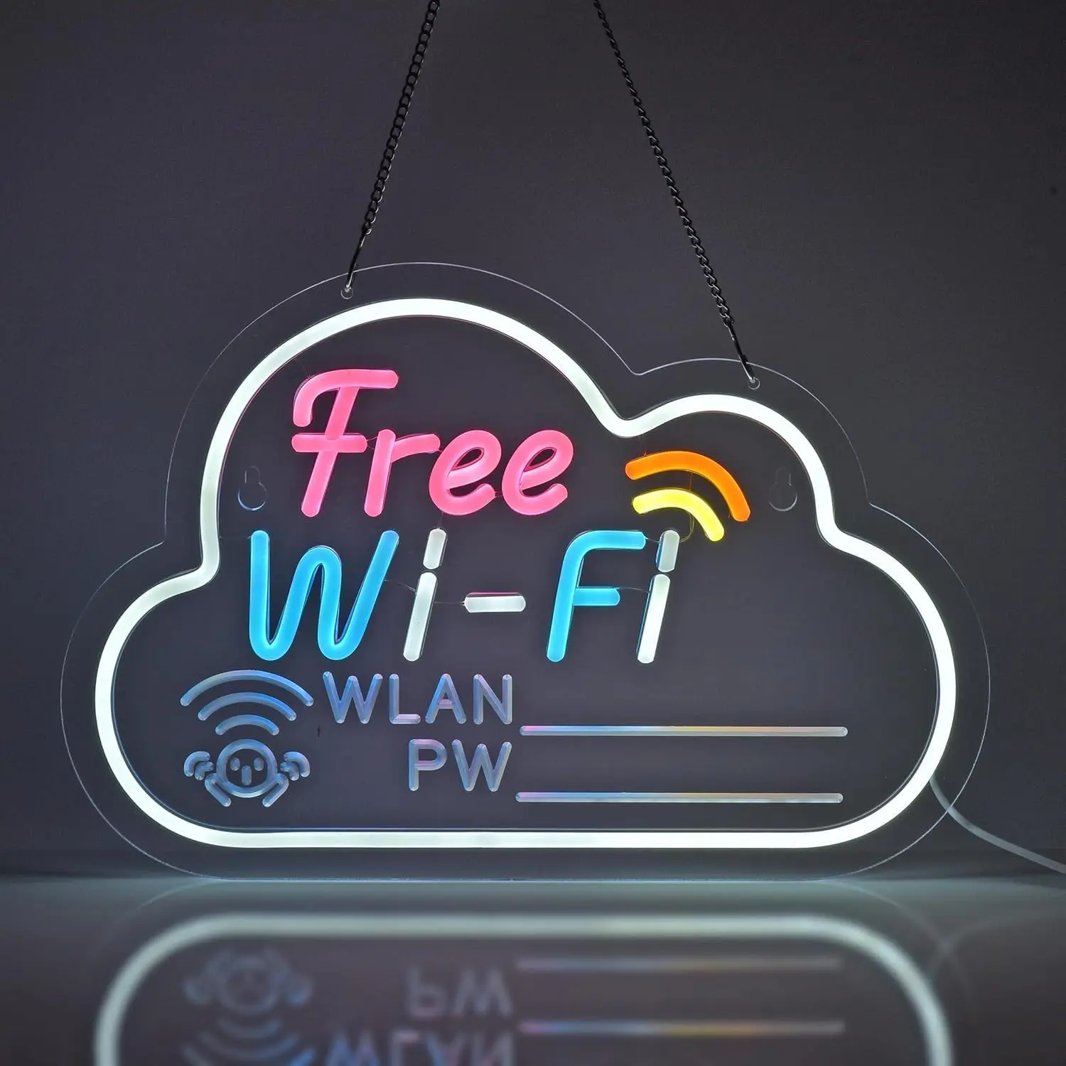 Cloud Free WIFI LED Neon Sign USB Wall Light WLAN Password Display Neon Lamp Cafe Bar Hotel Shop Front Door Wall Decor Gift
