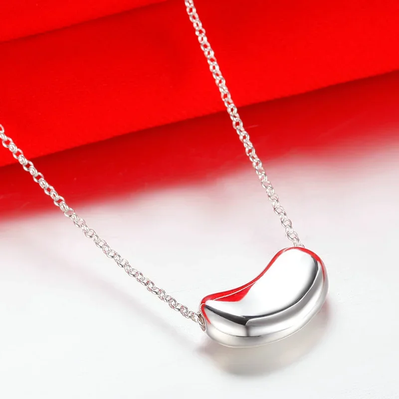 2024 Hot Sale 925 Sterling Silver Exquisite Peas Pendant 45CM Thin Chain Necklace for Woman Engagement Jewelry Party Luxury Gift