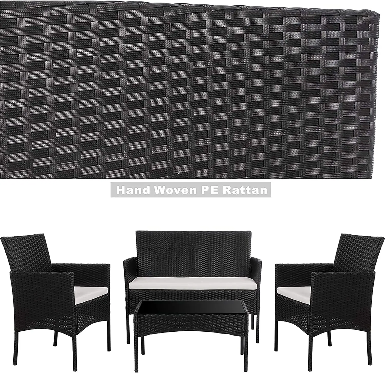 Mobília ao ar livre do pátio Define, cadeira do Rattan, conjunto de vime, uso interno, quintal varanda jardim, piscina varanda móveis, 4 pcs