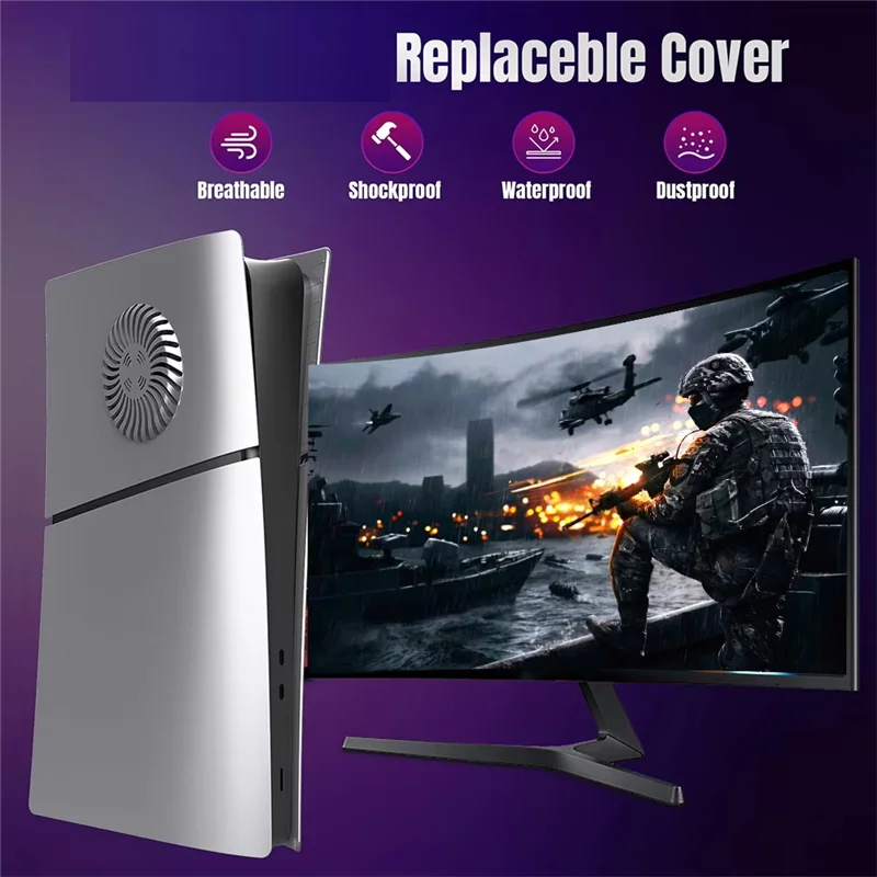 【NECESSITY】For PS5 Slim For Playstation 5 Slim Digital Console Dustproof ABS Hard Shell Cover Plate With Cooling Vent