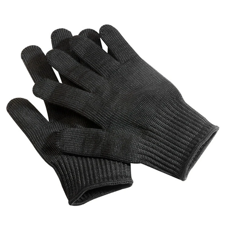 

1Pair Black Steel Wire Metal Mesh Gloves Anti Cutting Wear Working Gloves Garden Gloves