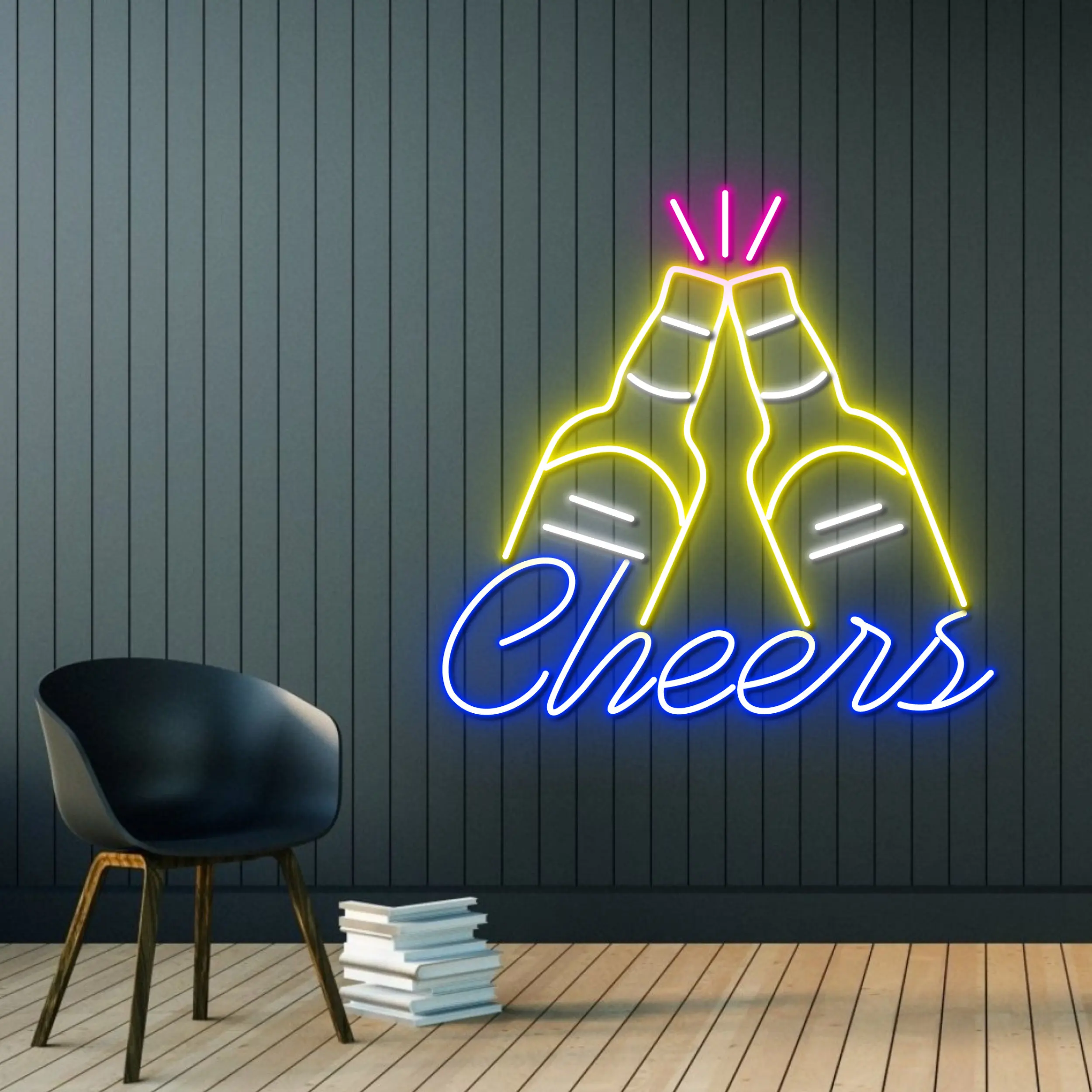 Letrero de neón de Cheers, decoración única para el hogar y Bar, arte de pared, regalo para él, arte de neón LED y regalo de inauguración de la casa, señal de neón llamativa