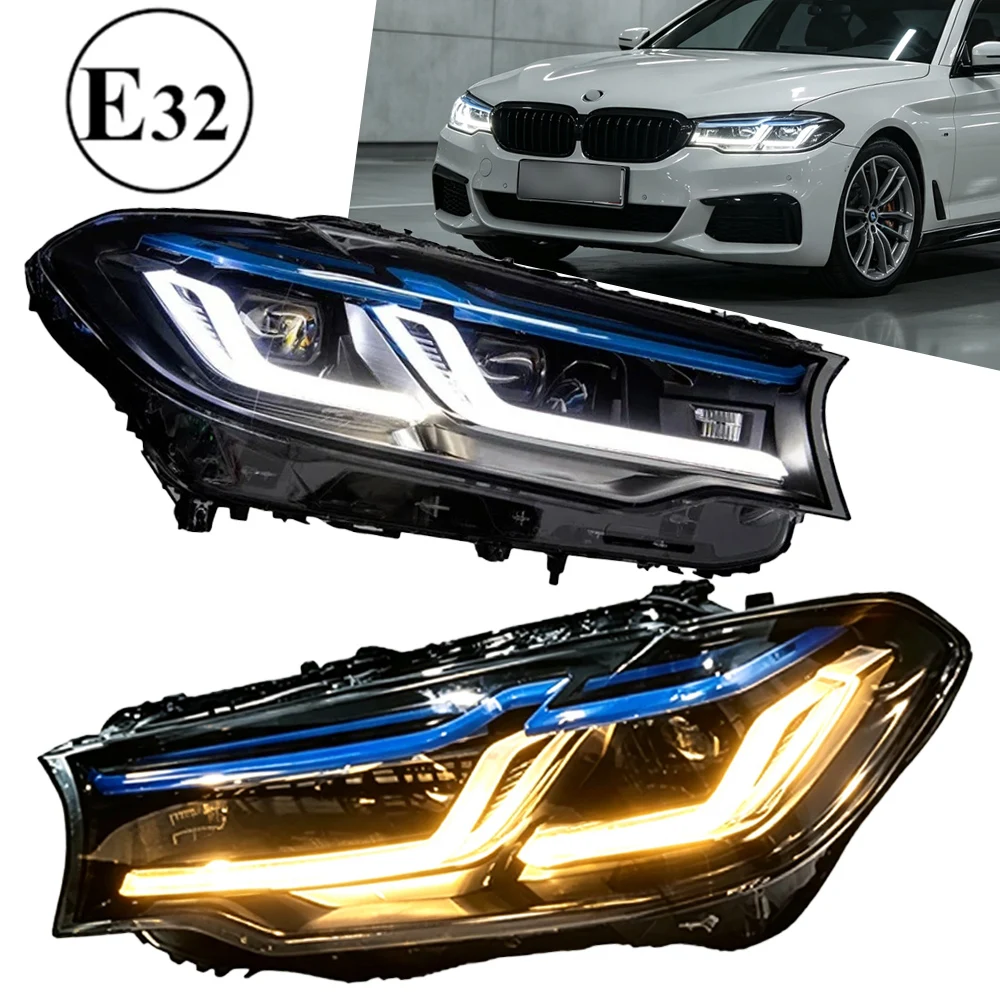 2 Stück Auto-LED-Scheinwerfer für BMW 5er Serie G30 G38 Scheinwerfer 2018-2023 LED-Frontleuchten Tagfahrlicht DRL Blinker Auto-Zubehör
