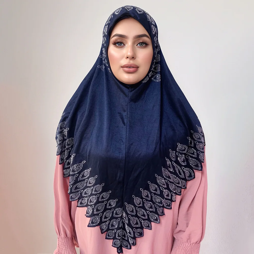 Muslimische Frauen Jersey Hijab Instant Schal Diamanten Amira Turban Pull On Kopftuch Ramadan Islamische Gebet Hijabs Schals Wrap Niqab