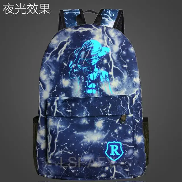 Monkey D Luffy One Piece Backpack Backpack travel School Luminous Book Bag teenagers Laptop Zipper bag Glow in the dark